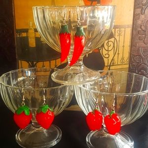 Red fruit earring lot